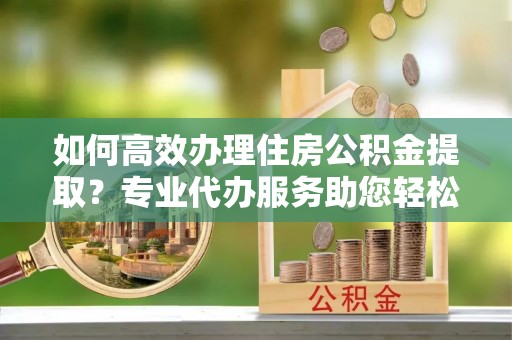 嘉荫如何高效办理住房公积金提取？专业代办服务助您轻松搞定